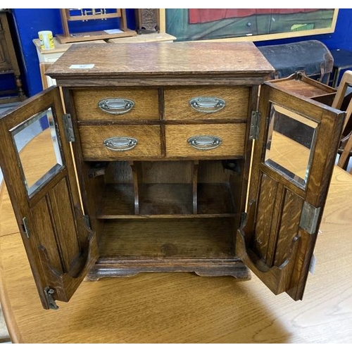 37 - Early 20th cent. Oak smokers/collectors cabinet. 17ins. x 14ins. x 8½ins.