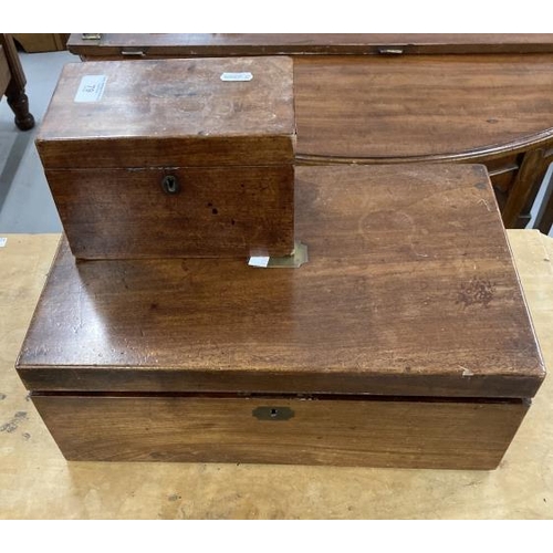 79 - 19th cent. Mahogany writing box brass handles to the sides, the interior with writing slope & 2 secr... 