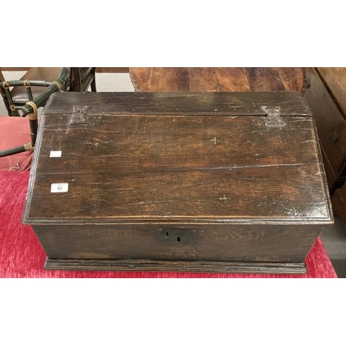 82 - Late 18th cent. Oak bible box with moulded edge. 27¾ins. x 12½ins. x 15½ins.