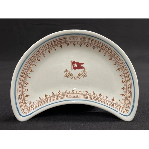 130 - WHITE STAR LINE: First-Class Losol ware crescent dish. 7½ins.