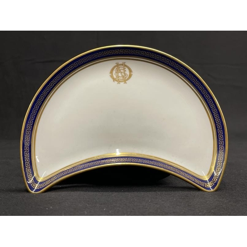 133 - WHITE STAR LINE: Extremely rare Copeland Spode a la carte crescent dish with gilt Oceanic Steam Navi... 