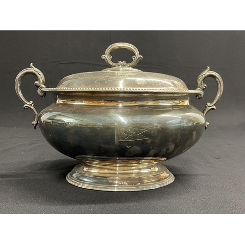 165 - WHITE STAR LINE: Extremely rare oversize Engineers' Mess soup tureen Walker and Hall. 16ins. x 11ins... 