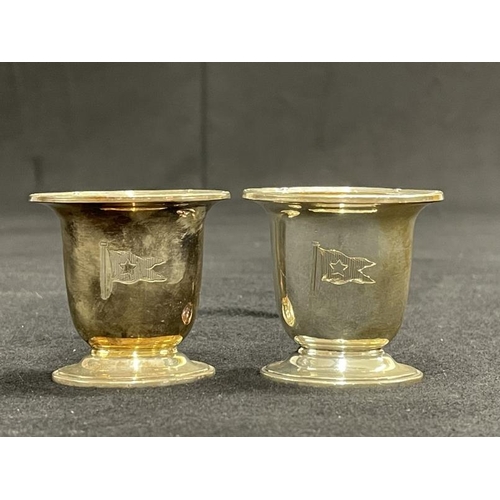 166 - WHITE STAR LINE: Unusual pair of First-Class toothpick holders decorated with five pointed stars and... 