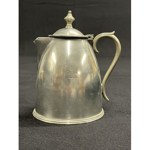 170 - WHITE STAR LINE: Elkington plate hot water jug with lid. 5½ins.