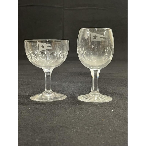 181 - WHITE STAR LINE: Cut glass liqueur glasses. 3½ins. and 4ins. (2)