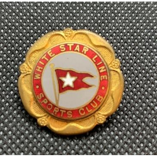 188 - WHITE STAR LINE: Rare company Sports Club brooch, of circular form gold floral motif Inscription in ... 