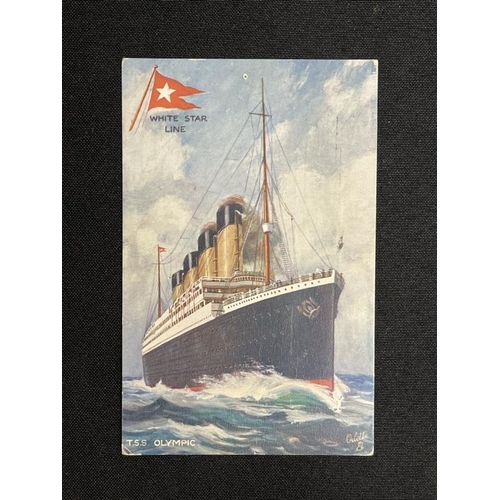 226 - R.M.S. TITANIC AND R.M.S. OLYMPIC: A Tucks postcard of the Olympic, but sent from Southampton on Wed... 