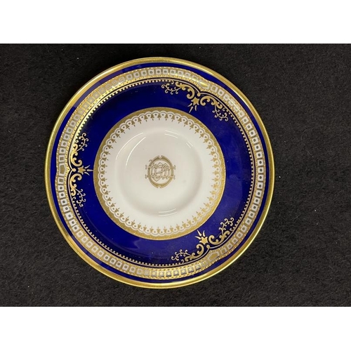 254 - R.M.S. TITANIC: Rare cobalt blue and gilt saucer with gilt OSNC to centre. Made by Spode and carryin... 