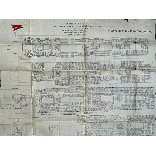 255 - R.M.S. TITANIC: First-Class passenger Caroline Bonnell's printed promotional plan of the Titanic's F... 