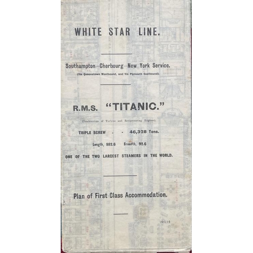 255 - R.M.S. TITANIC: First-Class passenger Caroline Bonnell's printed promotional plan of the Titanic's F... 