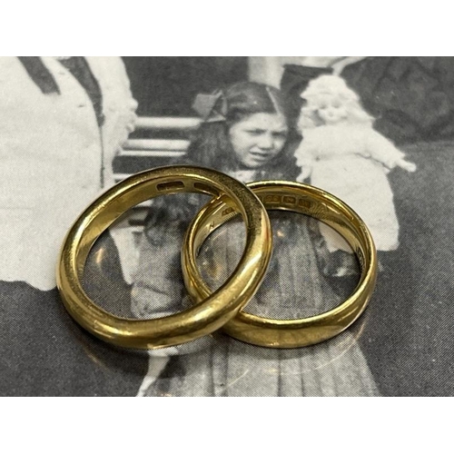 256 - R.M.S. TITANIC: Second-Class passenger Emily Esther Hart nee Bloomfield's 22ct. Wedding rings both w... 