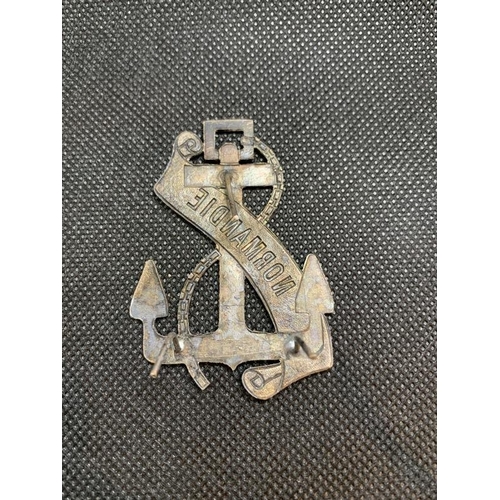 71 - OCEAN LINER/ART DECO: Unusual S.S. Normandie souvenir pin in the form of an anchor with enamel Norma... 