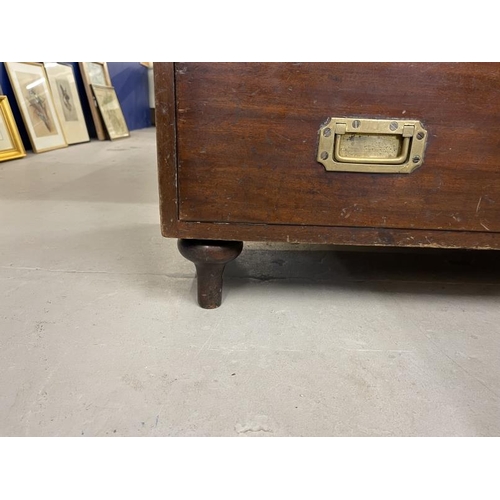 102 - Maritime/Harland and Wolff: 19th century oak campaign chest of two short and three long drawers unus... 