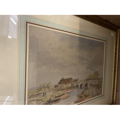 142 - P.C. Clemmow two watercolours titled An Old Bridge, signed, framed and glazed 9¾ins. x 14ins. and La... 