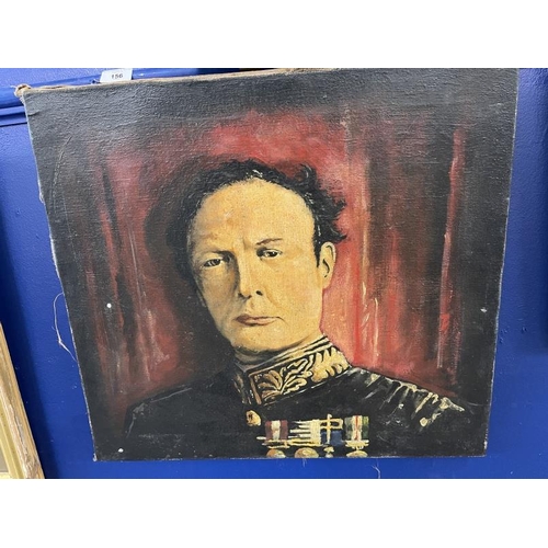 156 - 20th cent. English School: Oil on canvas of Sir Winston Churchill taken from an image of him in 1917... 