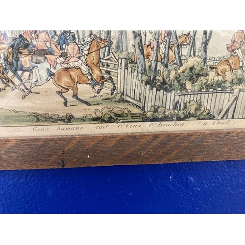 157 - Early 20th cent. Coloured hunting engravings 'A Check' and 'A Struggle for a Start', oak framed and ... 