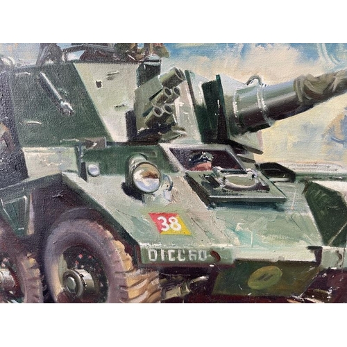 174 - Frank Wootton (1911-1998): Oil on canvas, Saladin armoured car commissioned by Major Dennis Sulliva... 