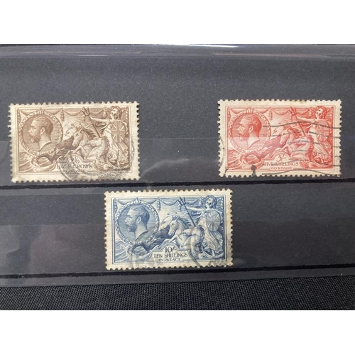 227 - Stamps: GB 1918 printed by Bradbury, Wilkinson & Co. Ltd. SG414 2s6d, SG416 5s, and SG417 10s, Seaho... 