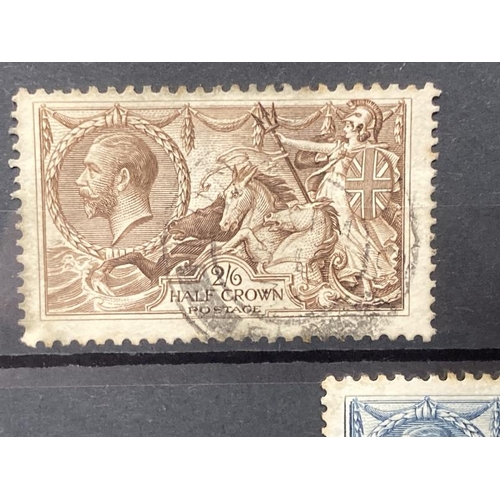 227 - Stamps: GB 1918 printed by Bradbury, Wilkinson & Co. Ltd. SG414 2s6d, SG416 5s, and SG417 10s, Seaho... 