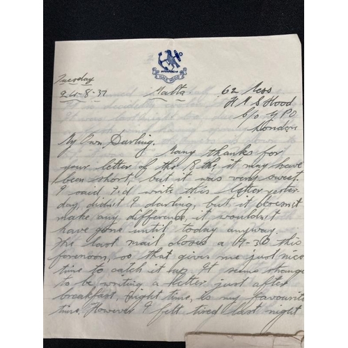 243 - Maritime: Rare five page letter written onboard H.M.S. Hood on official stationery dated 24/8/37 fro... 