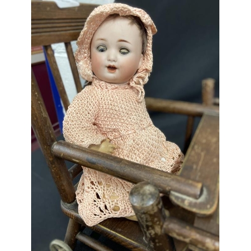 253 - Toys & Dolls: Schuetz Meister and Guenot bisque headed composition body, jointed arms and legs, open... 