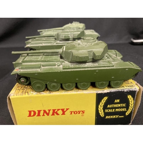 266 - Toys & Games: Diecast Dinky Toys, No. 651 Centurion Tank x 2 in blue/white box, plus one in end flap... 