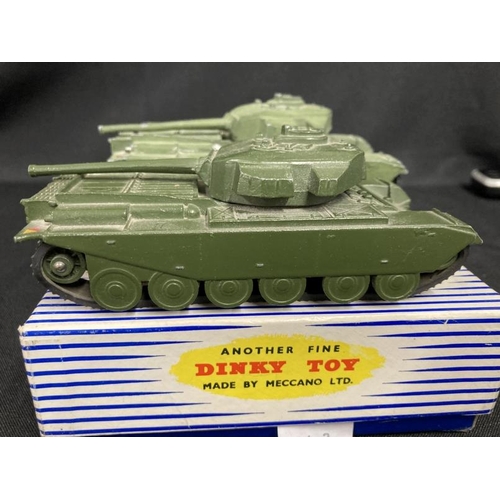 266 - Toys & Games: Diecast Dinky Toys, No. 651 Centurion Tank x 2 in blue/white box, plus one in end flap... 