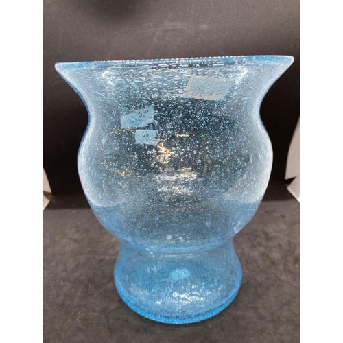 403 - The Mavis and John Wareham Collection: Blue bubbled vase, possibly Walsh Walsh Pompeian. 7¾ins.