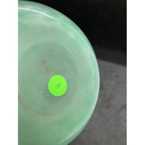 405 - The Mavis and John Wareham Collection: Monart vase pale green with bright green and red inclusions t... 