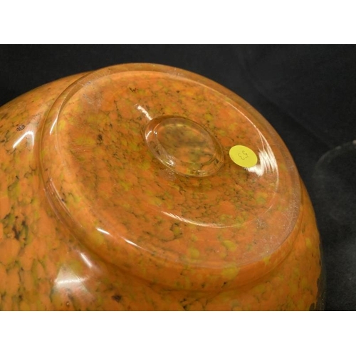 413 - The Mavis and John Wareham Collection: Monart bowl orange and yellow leading to green and aventurine... 