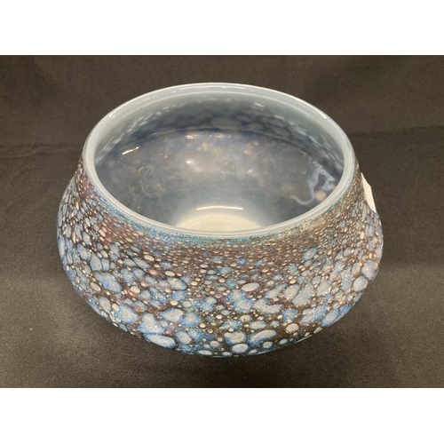 416 - The Mavis and John Wareham Collection: 20th cent. Scottish Art Glass bowl blue with lustre overlay b... 