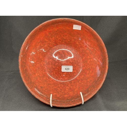 420 - The Mavis and John Wareham Collection: Monart bowl red overall with purple/green towards rim. Dia. 1... 