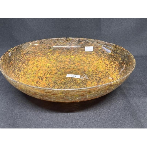 421 - The Mavis and John Wareham Collection: Monart bowl orange and brown with aventurine. Dia. 12¼ins. He... 