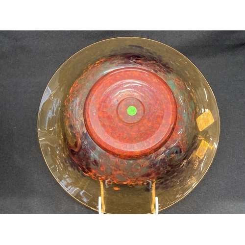 427 - The Mavis and John Wareham Collection: Monart bowl red, orange clear with green, blue and aventurine... 