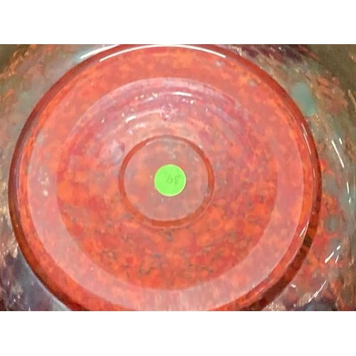 427 - The Mavis and John Wareham Collection: Monart bowl red, orange clear with green, blue and aventurine... 