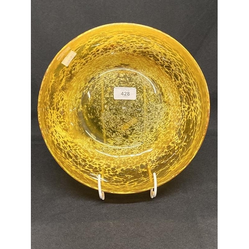 428 - The Mavis and John Wareham Collection: Gray-Stan bowl, green and yellow mottled pattern. Dia. 9¾ins.