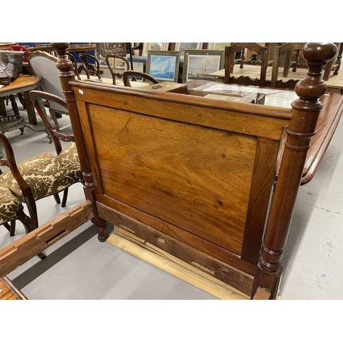 44 - Late 19th/early 20th cent. Mahogany bed with square moulded panels flanked by turned columns, slight... 