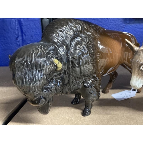 465 - 20th cent. Ceramics: Beswick Buffalo, Donkey standing. (2)