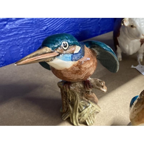 470 - 20th cent. Ceramics: Beswick Kingfisher No. 2371 (A/F), Mallard Duck standing 756, Wren 993. (3)