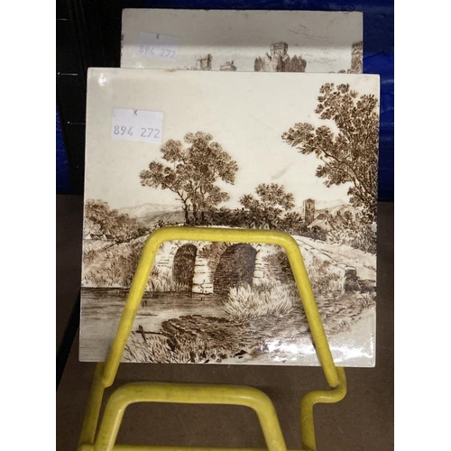 477 - The Mavis and John Wareham Collection: Late 19th cent. Minton sepia tiles depicting landscape scenes... 