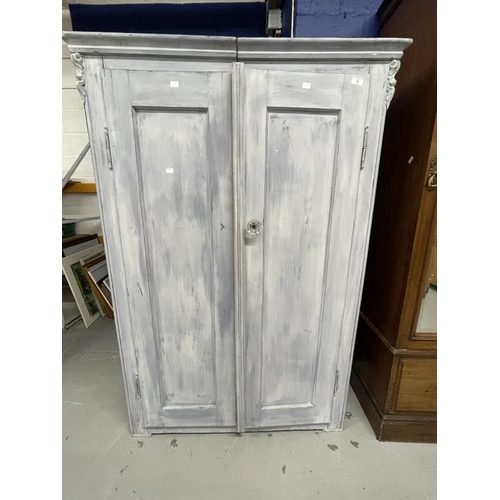 5 - 19th cent. French painted pine two door wardrobe.