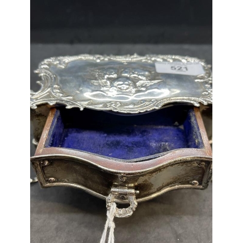 521 - Hallmarked Silver: Jewellery box in the form of a commode William Comyns (Rd No. 335671) London 1901... 