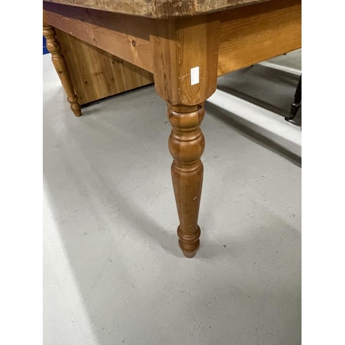 58 - 20th cent. Pine dining table, modern on turned legs. Approx. 60ins. x 36ins.