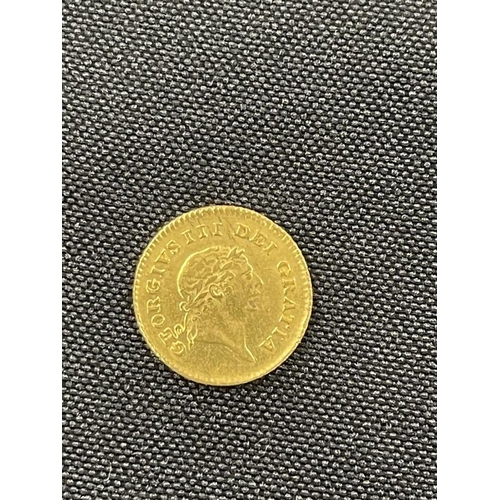 593 - Bullion Gold Coin: George III Third of a Guinea dated 1808. Weight 2.9g.