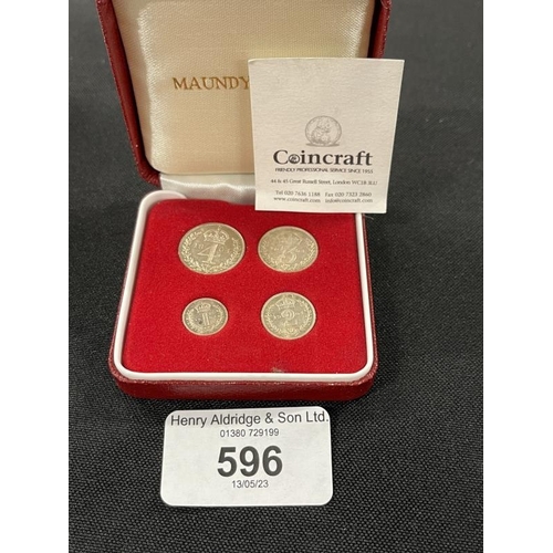 596 - Coins/Numismatics: Maundy money Edward VII 1904 silver 1d - 4d silver coin set in fitted case.