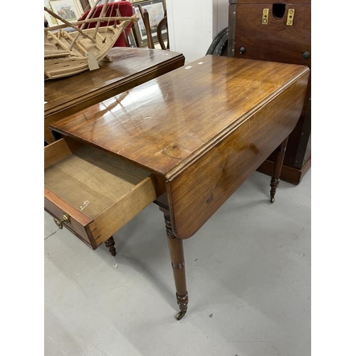 62 - 19th cent. Mahogany tripod table A/F, and a small round mahogany table with a folding base. Mahogany... 