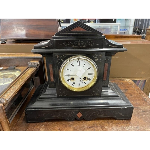 63 - Clocks: Arts & crafts Vienna regulator, walnut case, painted pillars & base with twin fusee  movemen... 