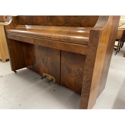 66 - 20th cent. Piano by Bentley, iron frame over strung in a rosewood and walnut case. Approx. 45ins. x ... 