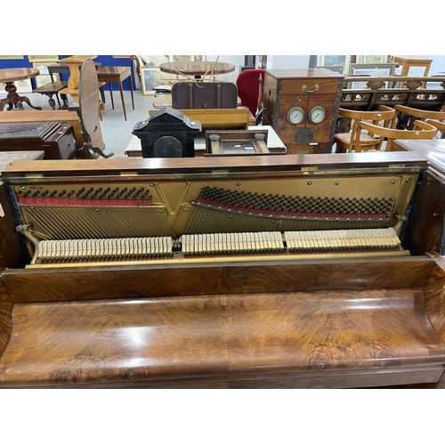 66 - 20th cent. Piano by Bentley, iron frame over strung in a rosewood and walnut case. Approx. 45ins. x ... 