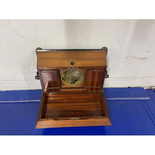 68 - 19th cent. Rosewood sarcophagus tea caddy with ebonised fittings and applied mouldings, lidded tea b... 